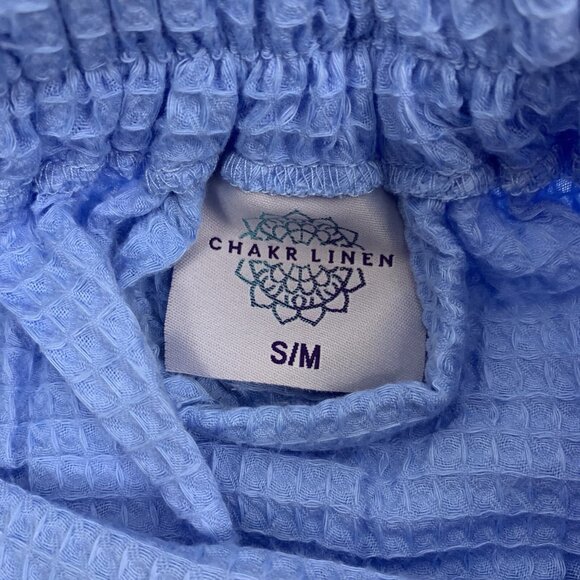 Chakr Linen Women Medium Blue Waffle Wrap Skirt Loungewear Cottagecore - Picture 4 of 5